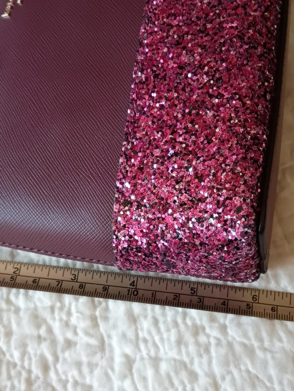 KATE SPADE burgundy crossbody w/ pink glitter panel NEW WITH TAGS $279 Nordstrom